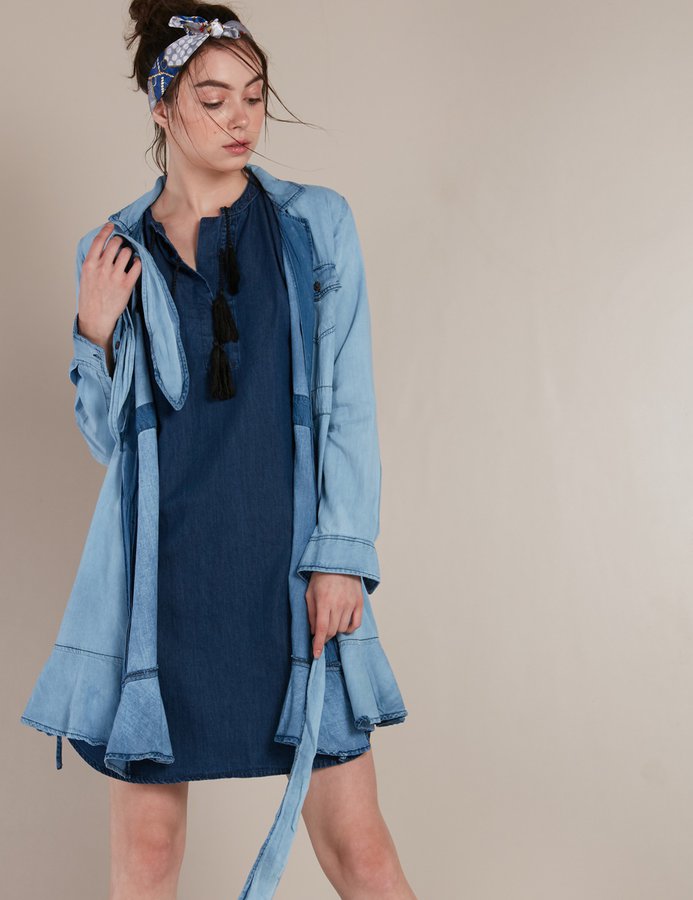 wrap around denim dress