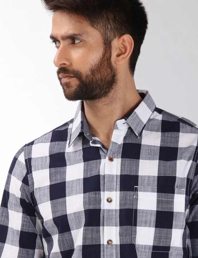black and white big check shirt